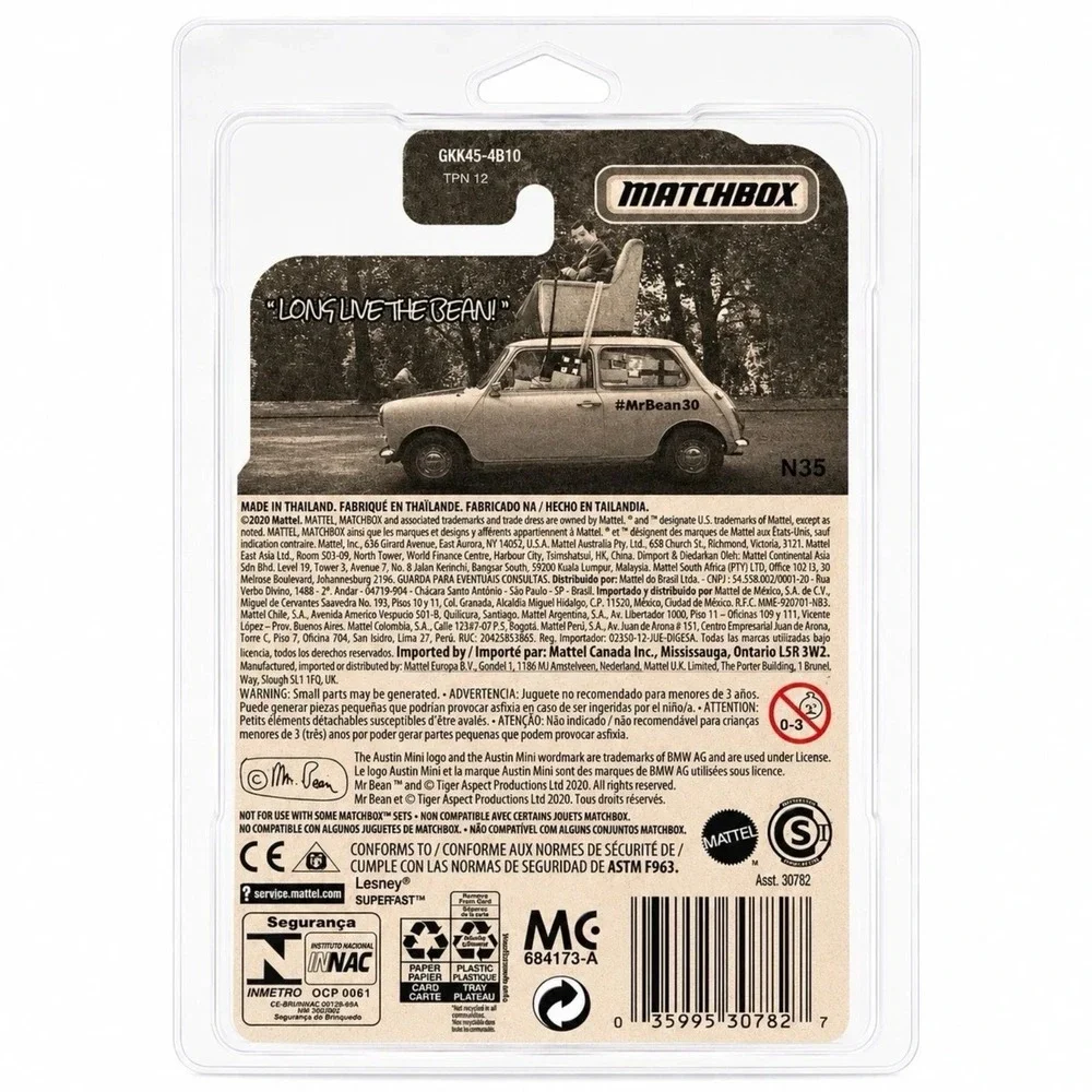 Matchbox Mr Bean Mini Cooper Green Diecast Car 30/100 w/ Clamshell Protector